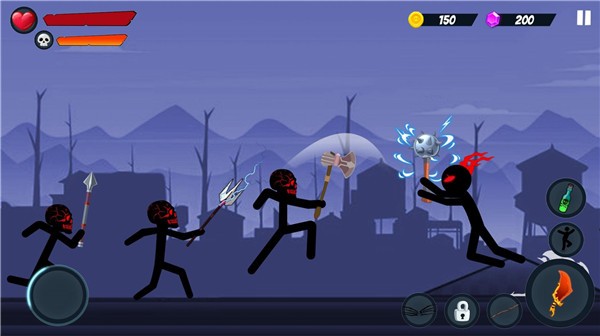 棍子战士影子战斗